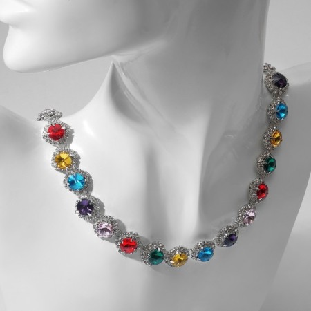The necklace "Jewel" circle in rhinestones, color in silver, 32 cm-1
