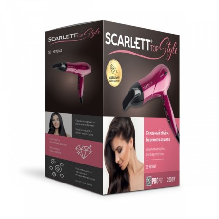 Claus Scarlett SC-HD70I67, 2000 W, 3 modes, 2 speeds, 1 nozzle, ionization, cord 1.7 m-4