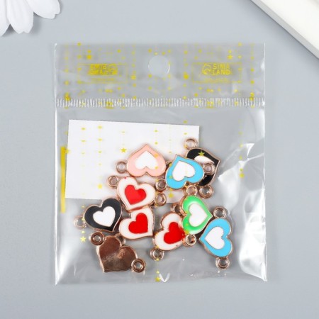 Connector for creativity plastic for metal "Double Heart" mix set 10 pcs 1.4x2.4 cm-3