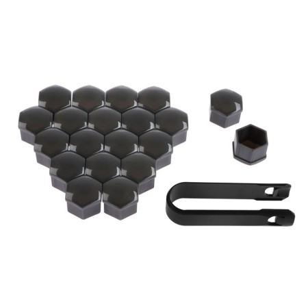 Protective cap of the wheel nut, 17 mm, puller, set 20 pcs, gray