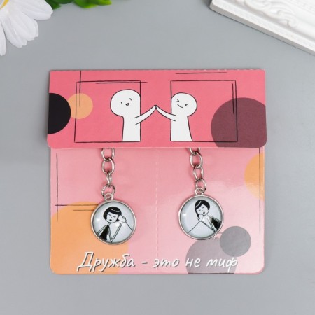 Take Black Glass "Two girlfriends - telephone conversation" set 2 pcs 7.8x2 cm