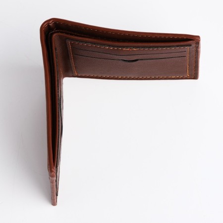 Male purse without fastening, for bills, for cards, brown color-3