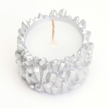 Candle "Crystals" in a candlestick of gypsum, 6x4cm, silver-2