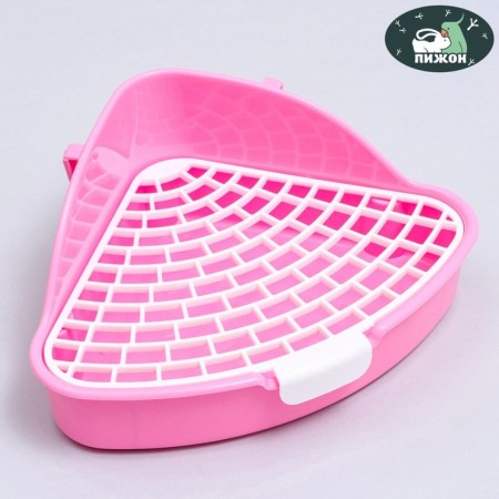 Corner toilet for rabbits and ferrets "Pijon", 24 x 18 x 11 cm, pink