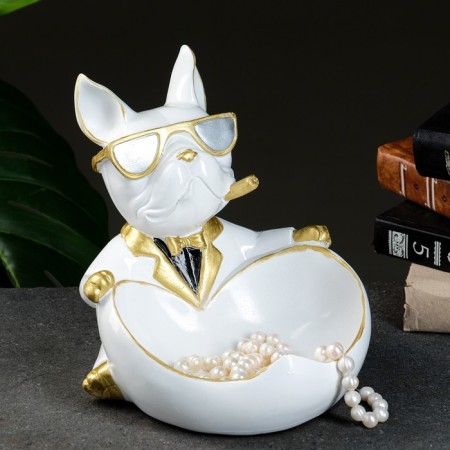 Buldog Candy Candlestone stand is white, 20x18x21cm-4