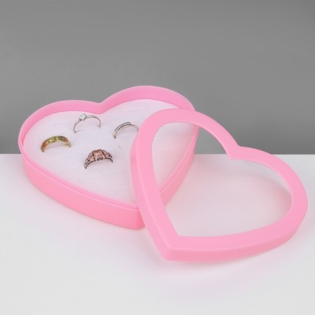Organizer for jewelry "Casket Heart" 24 places, plastic, 12 × 9.5 × 3 cm, pink color-1