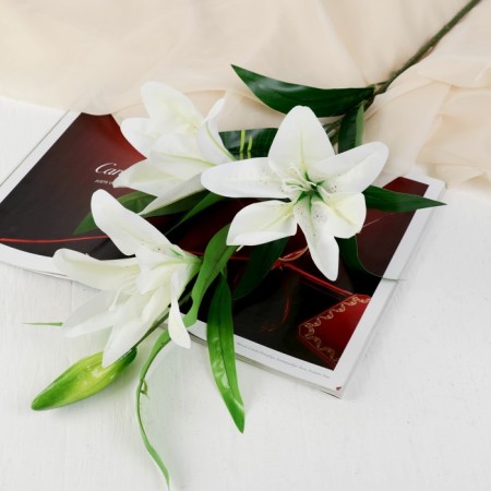 Artificial flowers "three lilies" 18x90 cm, white