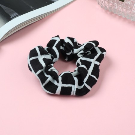 Hair elastic band "Orbit" large cage, 9 cm, black and milk
