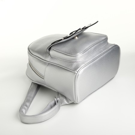 City backpack on a zipper, silver color-4