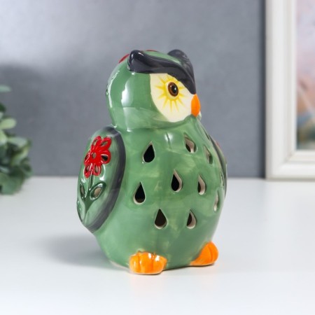 Souvenir Ceramics Light "Green Filin with Flower" from the solar battery 13.5x9.5 cm-1