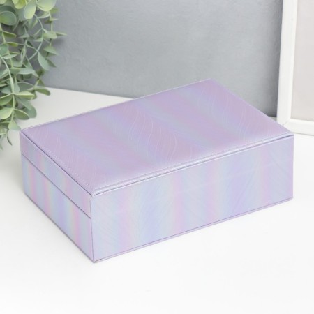 Casket to the leatherette for jewelry "Strips. Texture" Lilac Pearl 7.5x22x15 cm-4