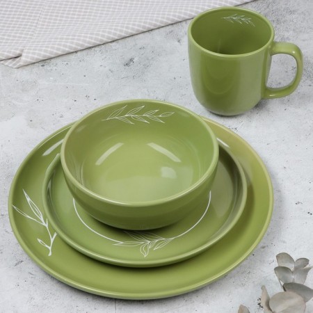 Ceramic plate "Olive", 26.5cm, green color-4