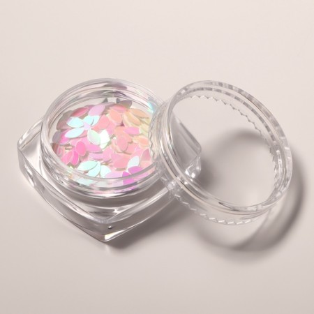 Sequins for the decor of the nails "petals", holographic, white-2