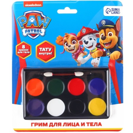 Makeup for the face and body, pencils 6 colors, sparkles, applicator, tattoo "team", puppy patrol-1