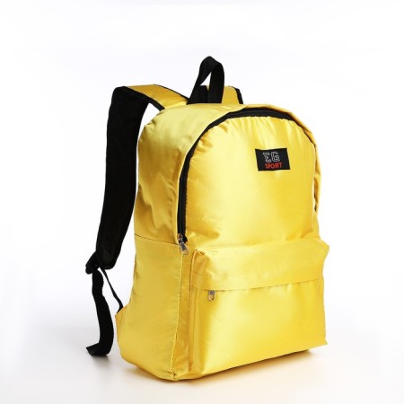A backpack with a zipper, an outer pocket, yellow color-2