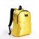 A backpack with a zipper, an outer pocket, yellow color
