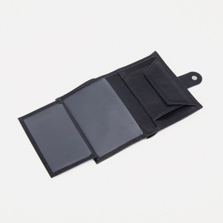 Male purse on the button, department for auto documents, black color-3