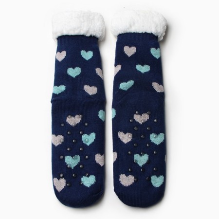 Women's socks with fur, dark blue color/heart size 36-40-2