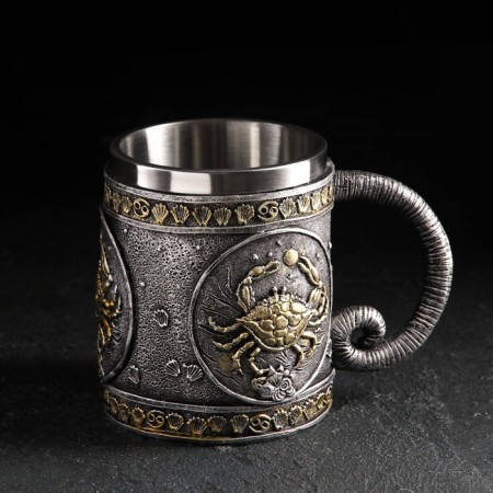 Stainless steel mug “cancer”, 400 ml, silver color-1