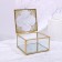Great organizer for storage, with a lid, glass, with a mirror -bottom, 1 section, 10 × 10 × 6 cm, the color is transparent/copper
