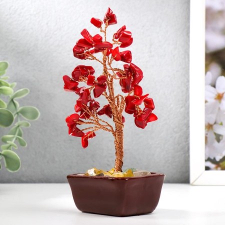 Bonsai souvenir 60 stones "Cash tree with rubies" 13x7x5 cm-1