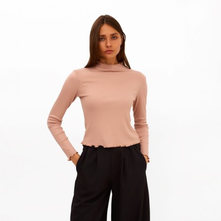Women's turtleneck Minaku: Basic Line, color is light beige, size 42-3