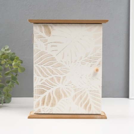 Keywood tree 6 hooks "White Palm leaves" 25.5x20.5x6.5 cm mix