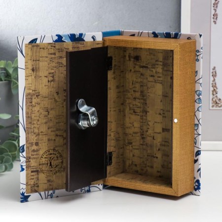 Safe-book wood to the leatherette "Fairytale blue flowers" 21x13x5 cm-3