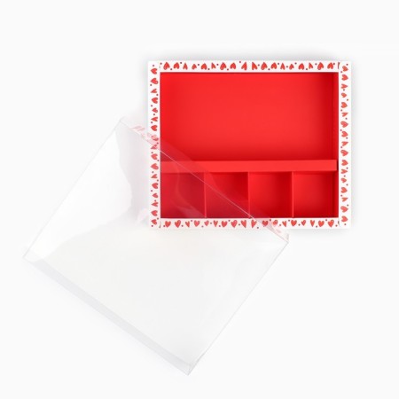 Box for 4 sweets and chocolate with “heart” cells 18.8 x 15.7 x 3 cm-1