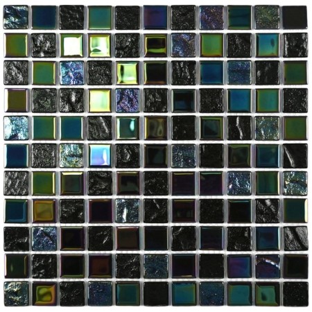 Glass mosaic Bonaparte Bondi Black-25, 300x300x4 mm