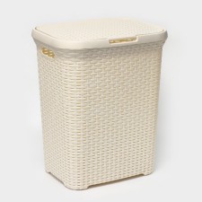 Babel basket with a lid, 60 l, 34 × 44 × 56 cm, ivory color