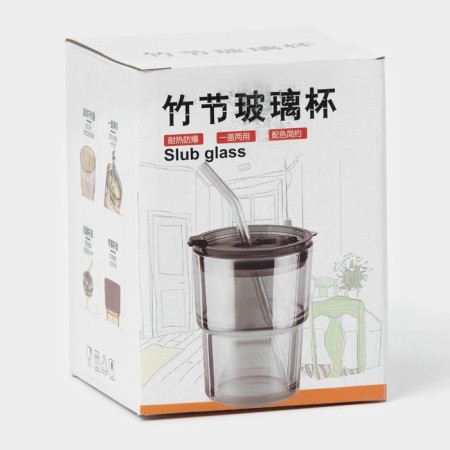 A glass glass with a lid and a pipe "Wine Verde", 350 ml, green color-6