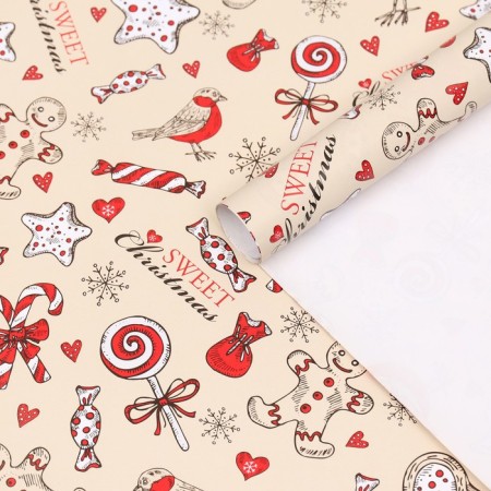 Glossy packaging paper "Christmas candy", 70 x 100 cm, 1 sheet-2