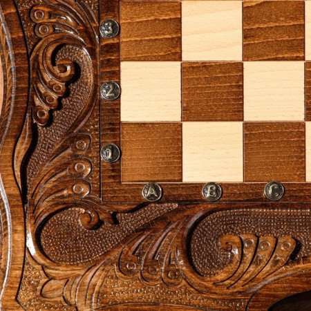 Hand-handed chess-wagon-work "Universal", with a pen, 50x27 cm, an array of walnut, Armenia-5