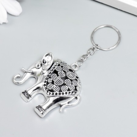 Metal keychain "Elephant in Popon" silver 4.5x4.5 cm-1