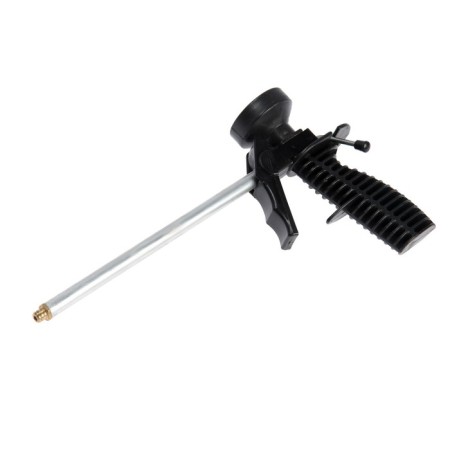 Pistol for mounting foam scrap, plastic case, aluminum tube