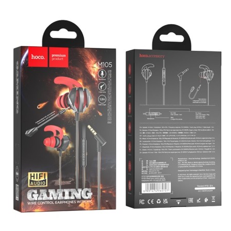 Hoco M105 headphones, game, wired, vacuum, microphone, 1.2 m, black-9