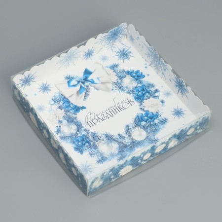 Box for confectionery products with PVC lid "Magic Holidays", 15 x 15 x 3 cm, New Year-1