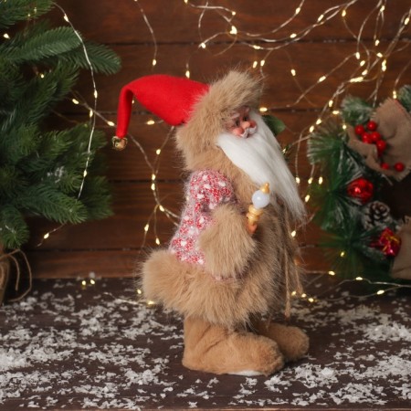 Santa Claus "In a fluffy knitted suit" moves, with backlight, 30x19 cm, red-1