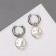 Earrings with the removable element "Transformer" pearl disk, white color in silver