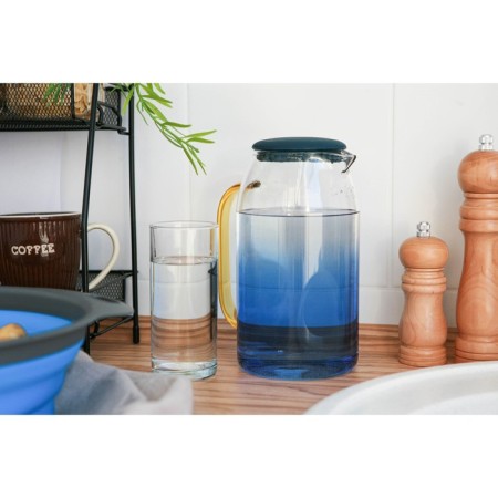Glass Glass Magistro "Modern", 1.4 l, with a lid, the color is blue-4