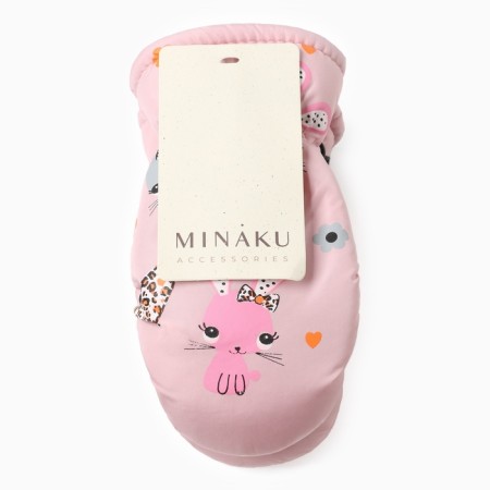 Winter children's mittens minku, light pink color, 18cm-6