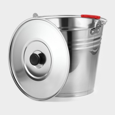 A bucket with a lid, 8 l, d = 28 cm, from stainless steel Aisi 201-2