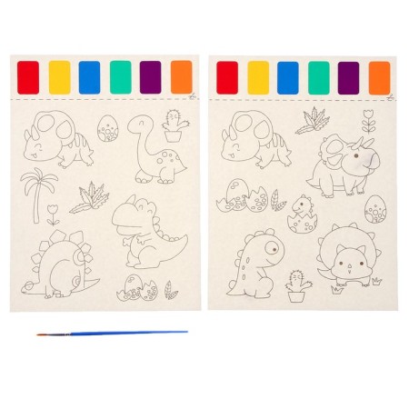 Coloring "dinosaurics", 2 sheets, 6 colors of paint, brush
