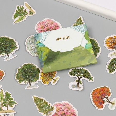 Stickers for creativity "Trees" embossing gold set 48 pcs 9x7x0.8 cm-6