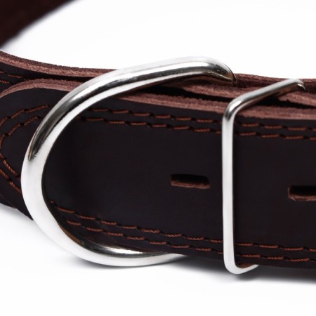 Collar of two-layer leather on the suede, 3.5 cm, Osh 41-51 cm, brown-3