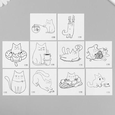Tattoo on the body Black "cats" set 10 pcs 6x6 cm-3