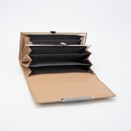 Women's wallet on magnets, beige color-2