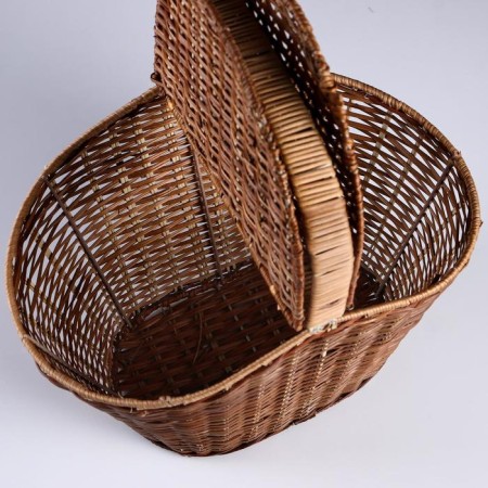 Picnic basket, with a double cover, reinforced, 37 × 25 × 28, rattan-2