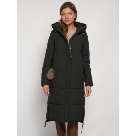 Coat insulated winter female, size 44, dark green color-8